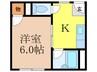 双葉ハイツ 1Kの間取り