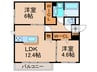 グランヴェールⅥ 2LDKの間取り