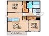 グランヴェールⅥ 2LDKの間取り