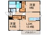 グランヴェールⅥ 2LDKの間取り