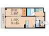 ドメールセプトエトワール椥辻 1LDKの間取り