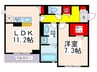 サニープレイスB棟 1LDKの間取り