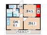ダイアパレス新石切（210） 2DKの間取り