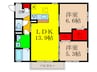 レセンテ南茨木 2LDKの間取り
