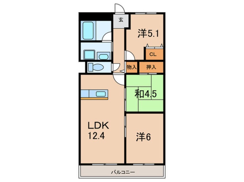間取図 ユニライフ垂水千代が丘(506)