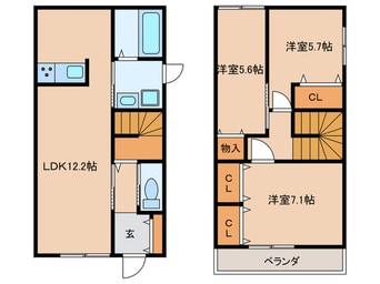 間取図 広野町尖山貸家（東）