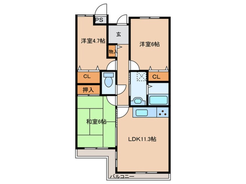 間取図 フォンターナ砂川公園(407)