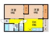 ルクレ文の里 2DKの間取り