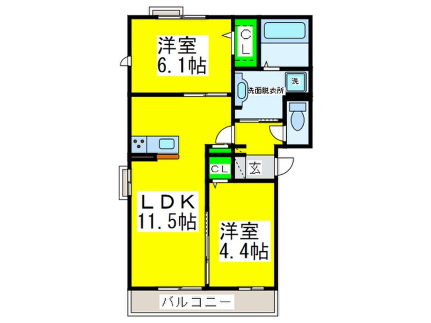 間取図 エヴァンタイユ羽衣B棟