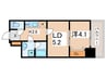 Ｄクレンツ平野 1LDKの間取り