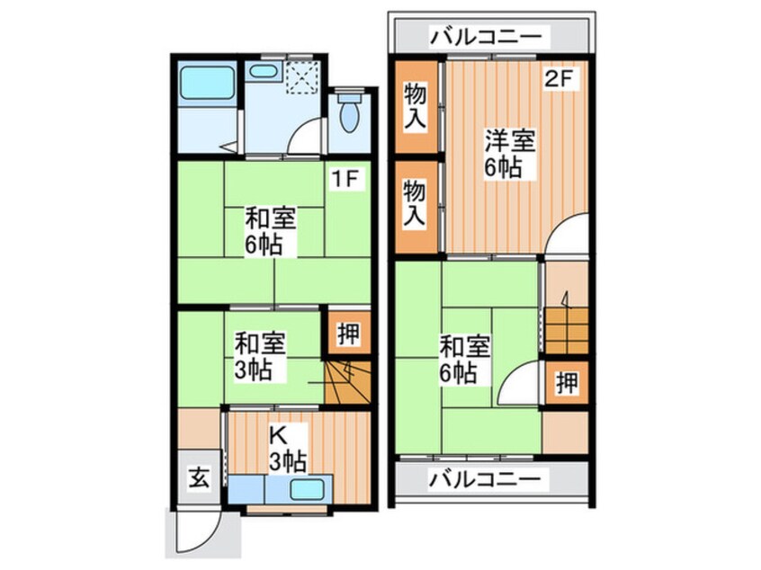 間取図 寝屋川市御幸東町貸家