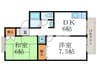 サンビエール桂坂 2DKの間取り