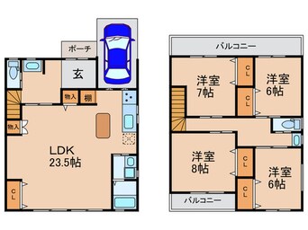 間取図 木川西２丁目貸家