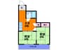 富尾ハイツ 2DKの間取り