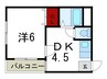 ラ・エソ－ル 1DKの間取り