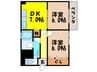 秀和ハイツＢ棟 2DKの間取り