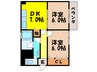 秀和ハイツＢ棟 2DKの間取り