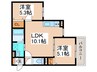 クリエオーレ田島 2LDKの間取り