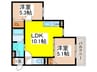 クリエオーレ田島 2LDKの間取り