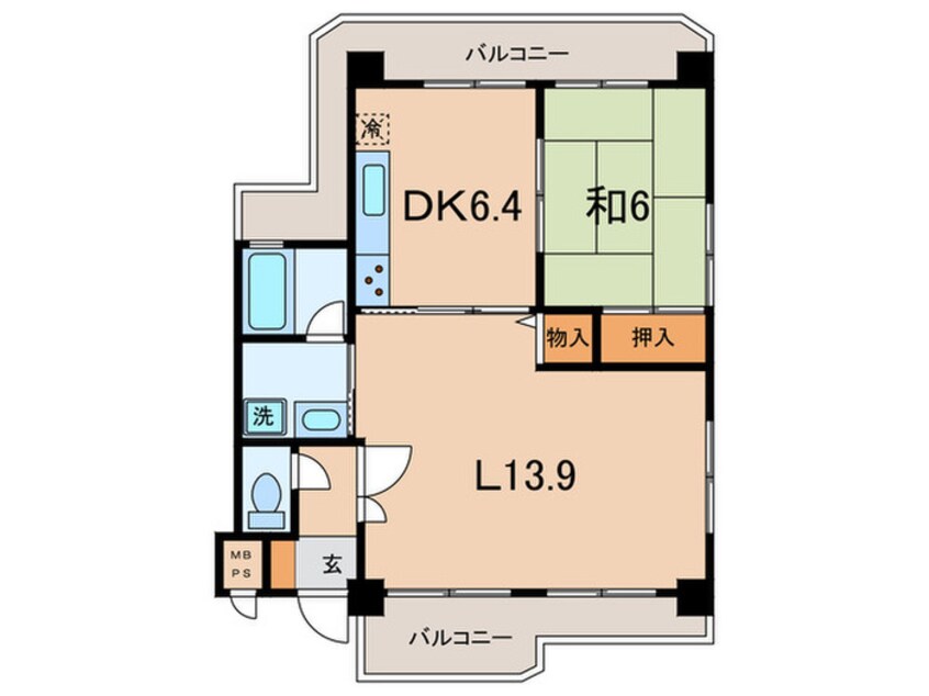 間取図 ﾗｲｵﾝｽﾞﾏﾝｼｮﾝ六甲口（701）