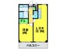 ブリックスコ－ト 1LDKの間取り