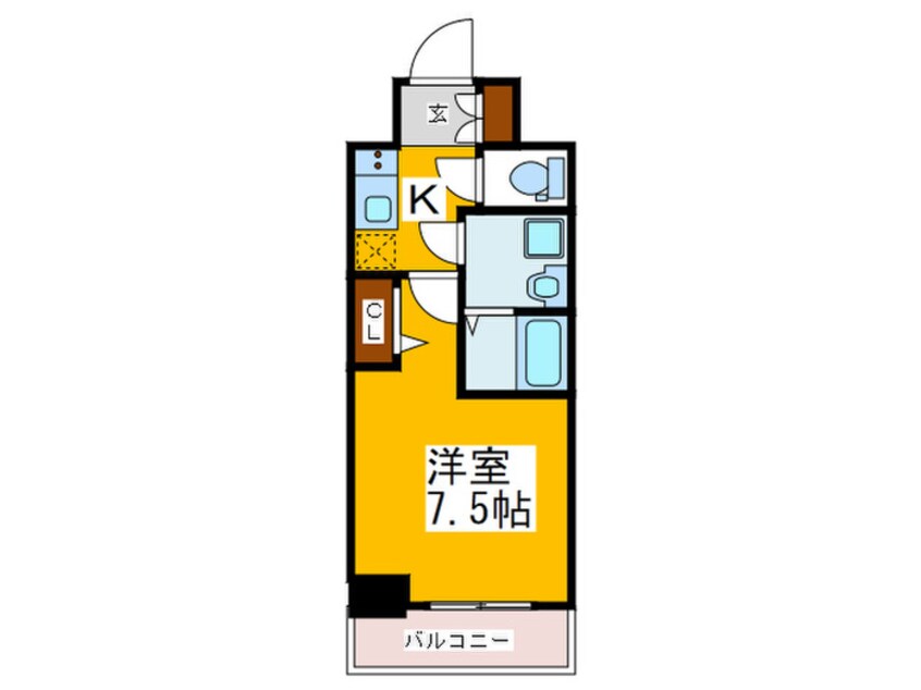 間取図 ﾗﾗﾌﾟﾚｲｽ四天王寺前夕陽丘ﾌﾟﾙﾐｴ