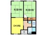 ﾊｲﾂ弘栄 2DKの間取り