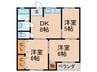 日晴ハイツＢ棟 3DKの間取り