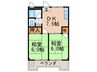 旭ガーデンハイツ 2DKの間取り