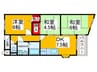 フリーディオ富田林 3DKの間取り