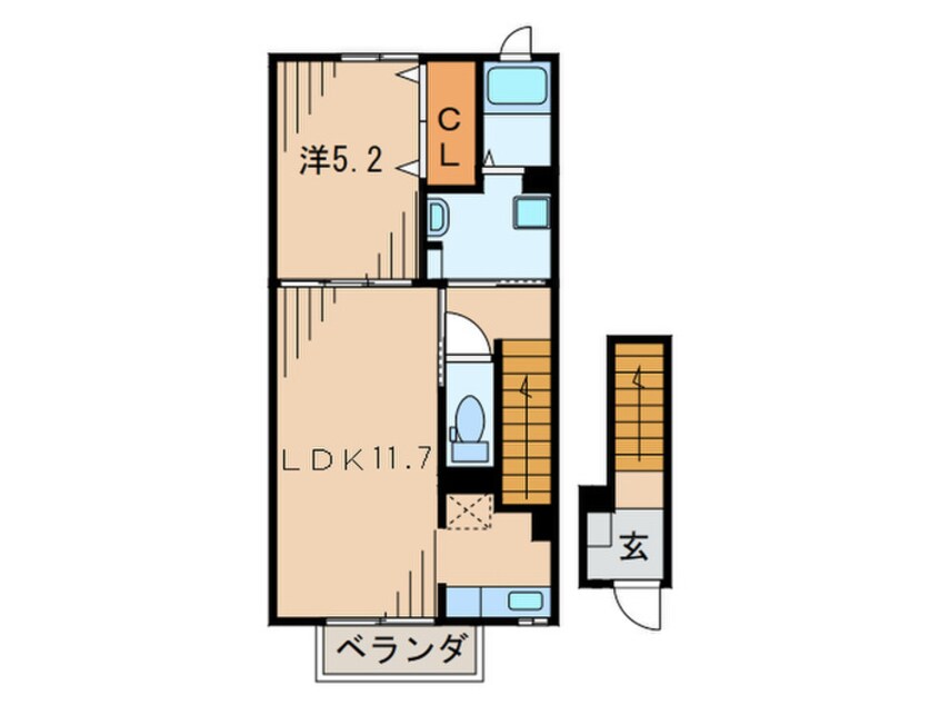 間取図 イ－ストソレイユ荻野Ⅰ