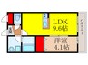 Lu′CREW曽根西町 1LDKの間取り