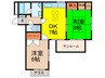 クレ－ル 2DKの間取り