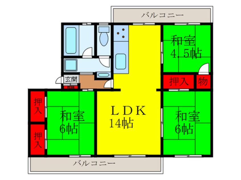 間取図 コスモハイツ池田B棟(103)