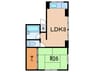 魚里マンション 1LDKの間取り