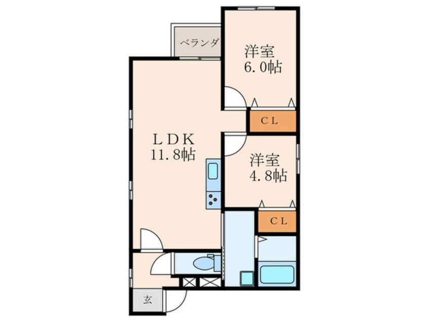 間取図 仮)ｳﾞｪﾙﾒｿﾞﾝ尼崎西難波町B棟
