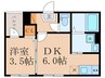 ハーモニーテラス御陵三蔵町 1DKの間取り