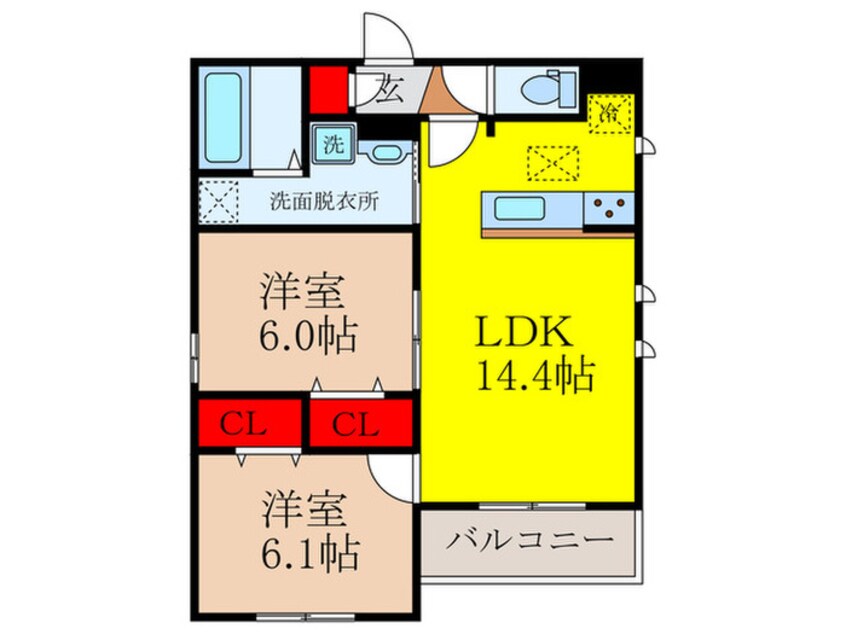 間取図 仮）Ｄ-ｒｅｓｉｄｅｎｃｅ石橋