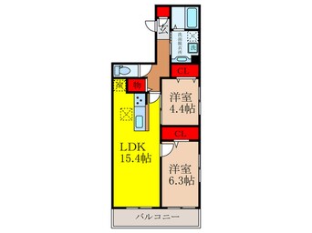 間取図 仮）Ｄ-ｒｅｓｉｄｅｎｃｅ石橋