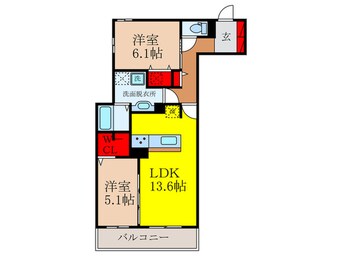 間取図 仮）Ｄ-ｒｅｓｉｄｅｎｃｅ石橋