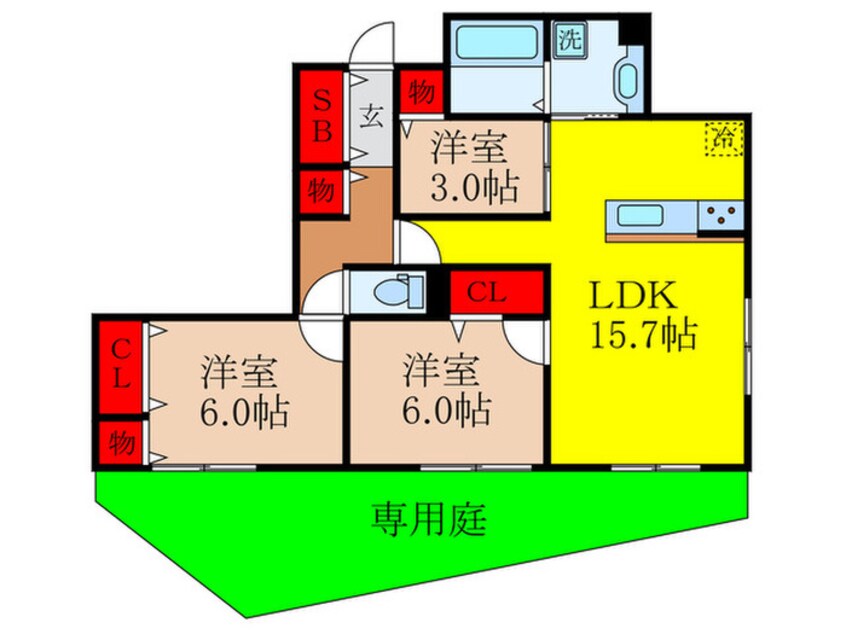 間取図 仮）ラフィネ