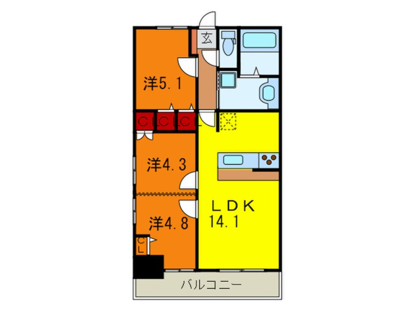 間取図 レジディア三宮東