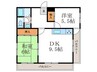 ベルエール長法寺 2DKの間取り