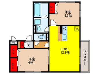 間取図 仮)D-room恩智中町３丁目