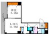 アクアレリスト今出川 1LDKの間取り
