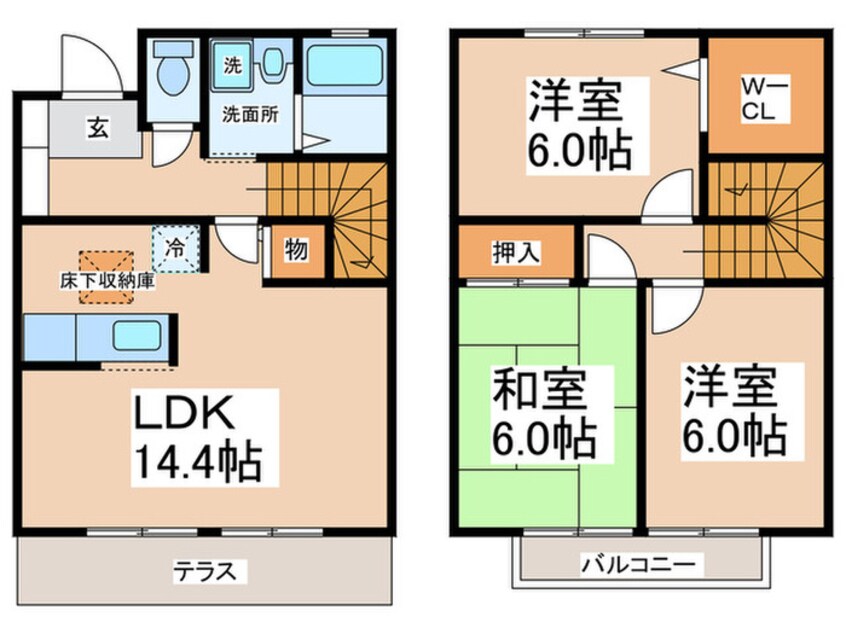 間取図 セジュ－ルマロウＢ