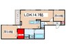 仮）D-ROOM東花園 2LDKの間取り