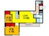 D-ROOM東花園 2LDKの間取り