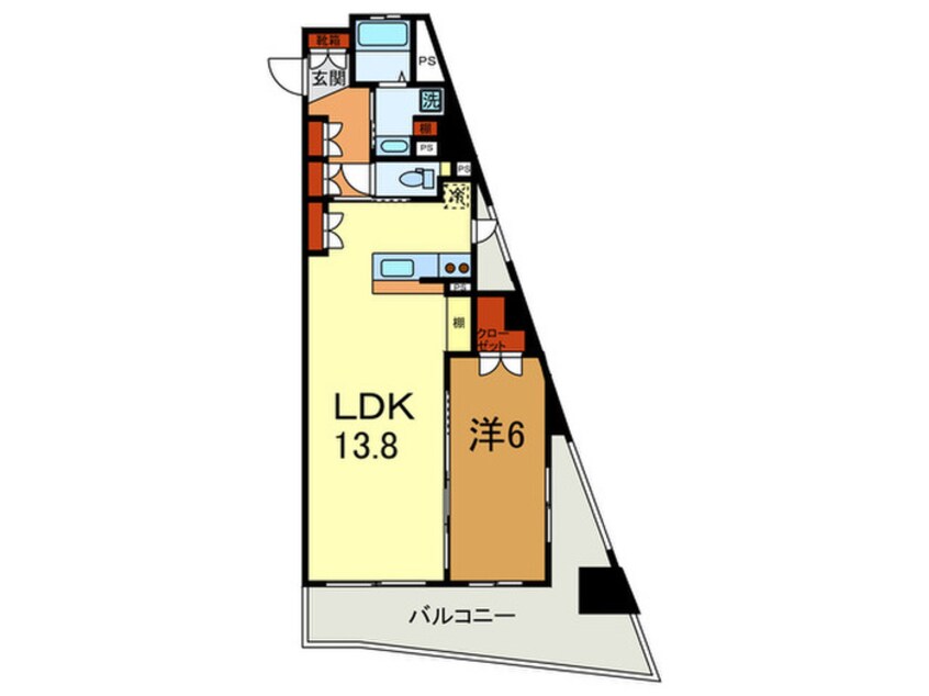 間取図 ｱﾙﾌｧﾚｶﾞﾛＫＯＢＥ ＷＥＳＴ