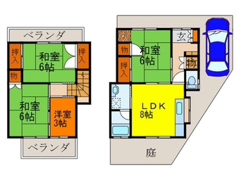 間取図 錦松台貸家B
